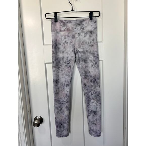 Athleta Girl High Rise Printed Chit Chat Leggings Workout Gray Lavender ‎ L/12 - Picture 1 of 10